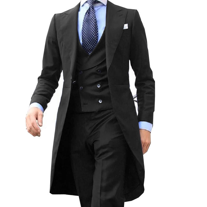 Completo da uomo tre pezzi Valstrend, abito da sposo elegante con giacca, pantaloni e gilet, perfetto per matrimonio e banchetto.