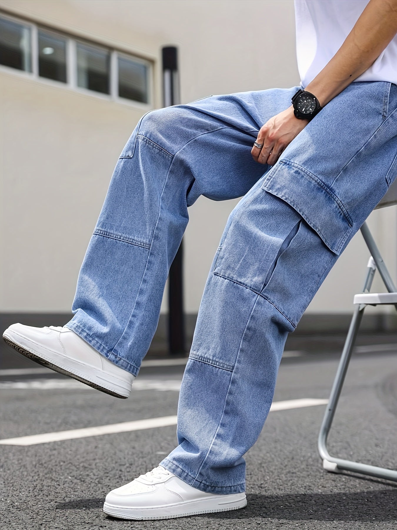 Jeans uomo Valstrend, casual, multiborsa, a gamba dritta, vestibilità regolare, ideali per tutte le stagioni, tessuto denim resistente