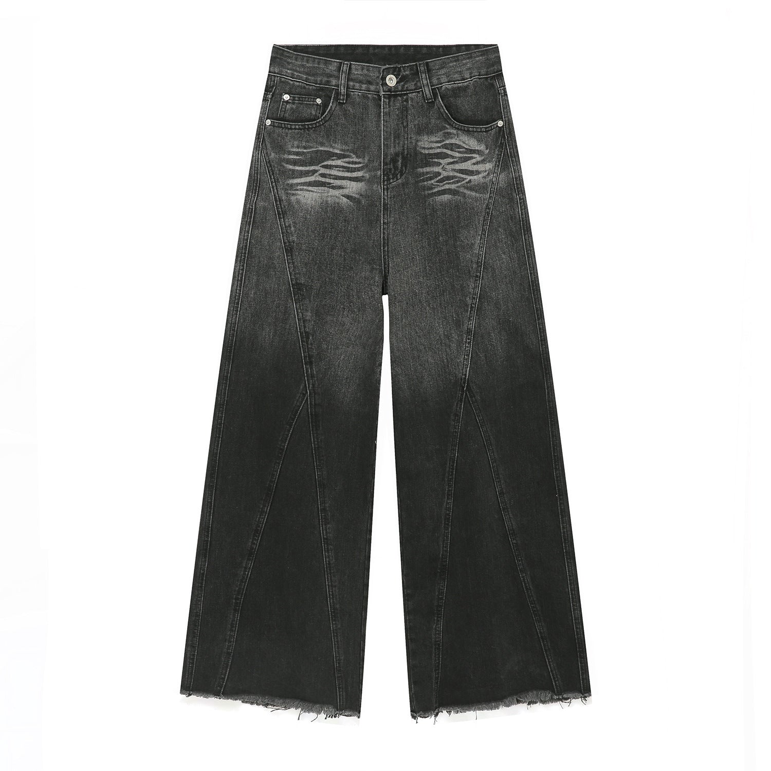 Jeans boyfriend Valstrend con design a patchwork in stile street, lavati e morbidi, con dettagli usurati e stile casual.