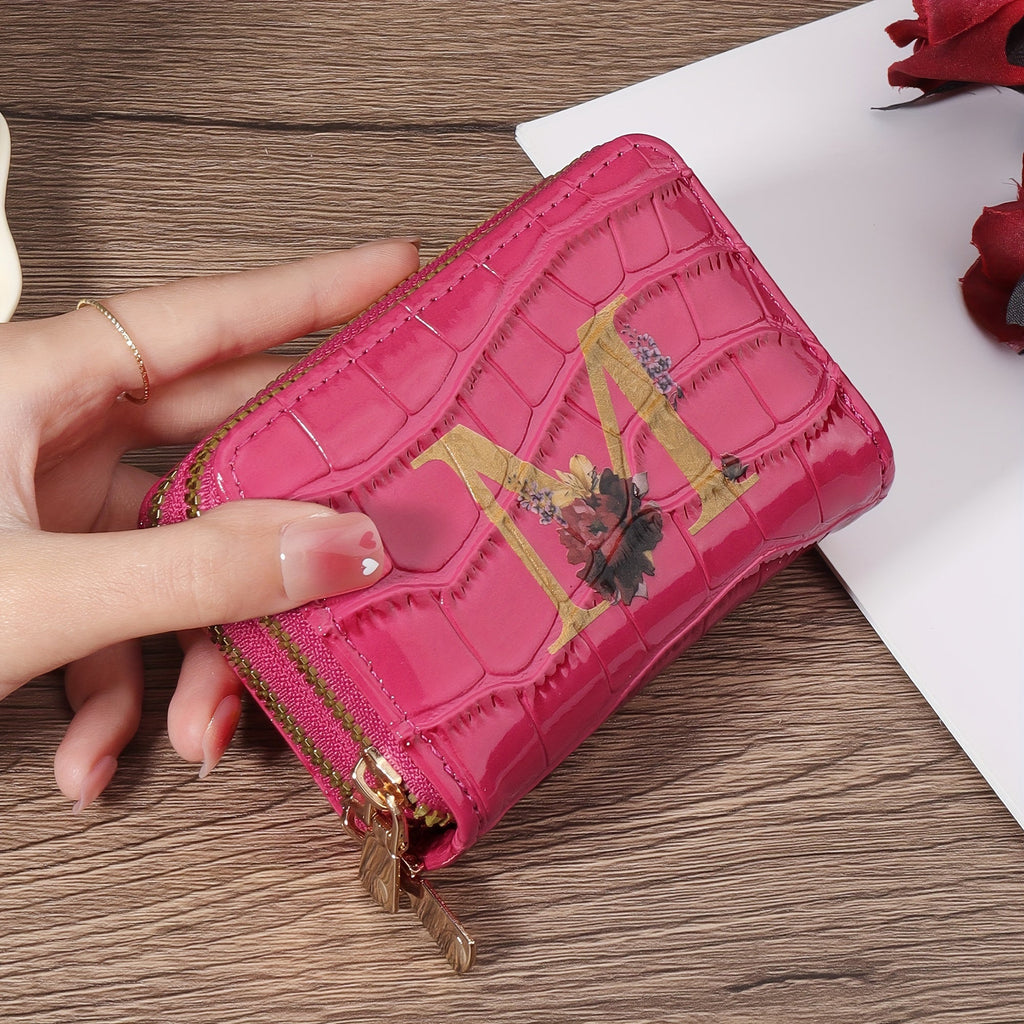 Portafoglio portacarte Valstrend con motivo floreale, compatto, con cerniera, ideale per donne e uomini, design elegante e pratico.