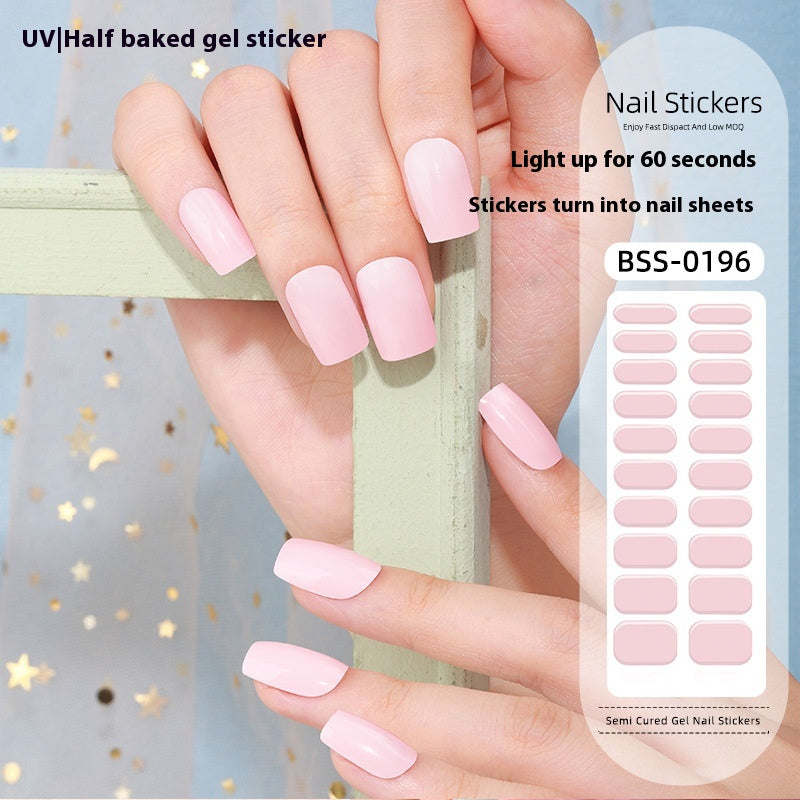 Pure Color Gel Nail Sticker Uv Phototherapy Semi-curing Nail Art Sticker
