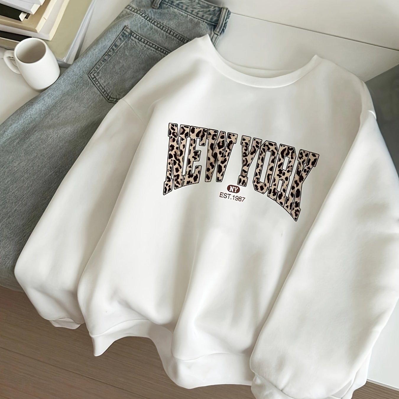 Letter Print Sweatshirt, Long Sleeve Crew Neck Casual Sweatshirt For Winter & Fall, Women's Clothing
