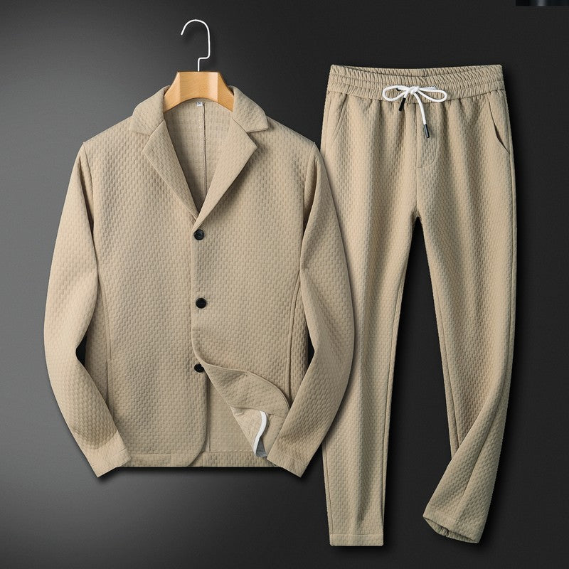 Completo da uomo Valstrend con motivo scuro, due pezzi, elegante e di alta qualità, vestibilità moderna e dettagli raffinati