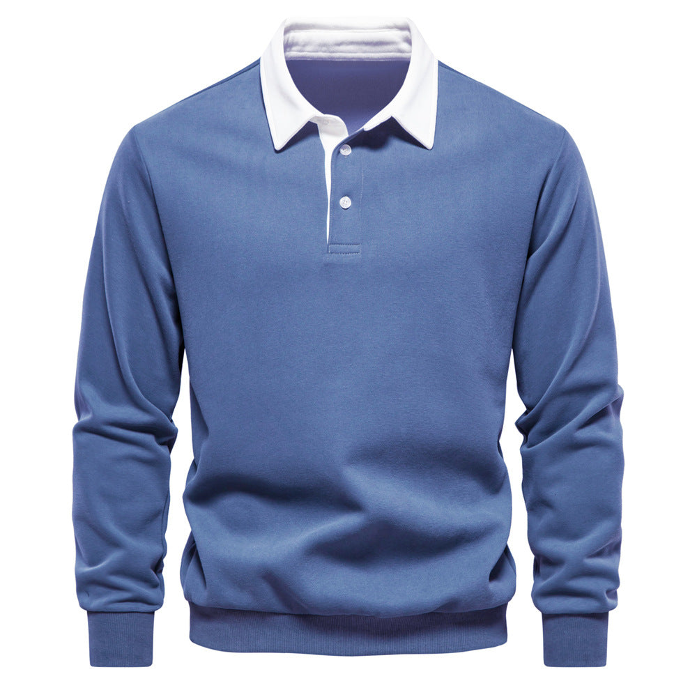Felpa con collo polo a maniche lunghe Valstrend, taglia europea, stile trendy, morbida e comoda, in tessuto di alta qualità.