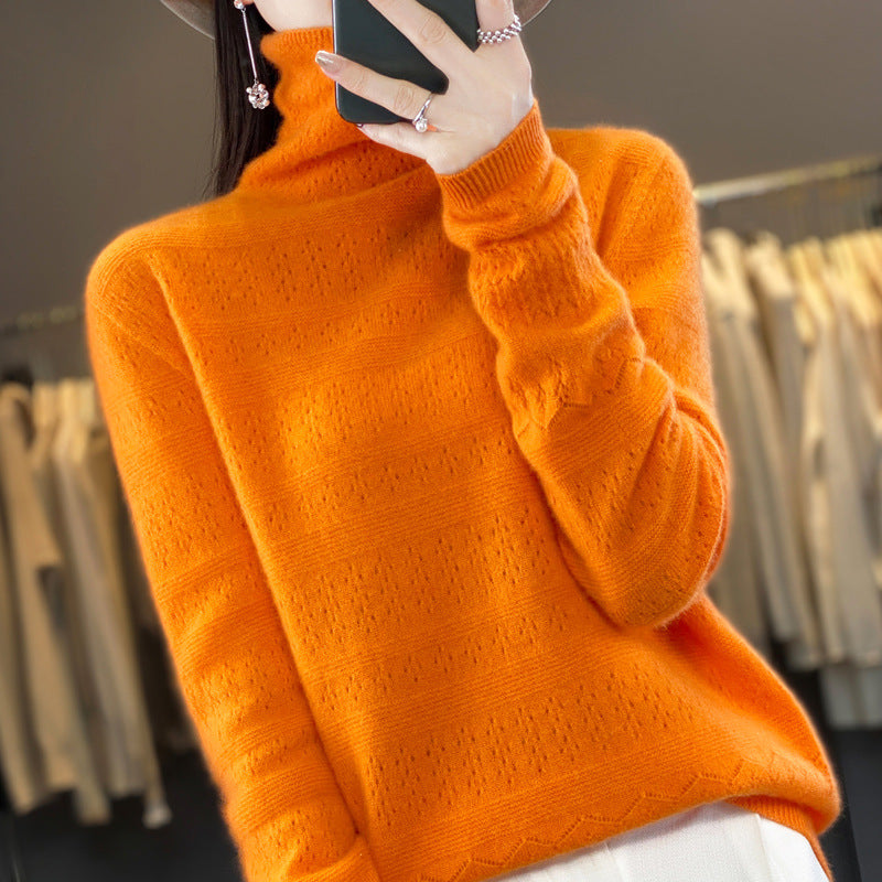 Maglione donna Valstrend in lana 100% con collo a collo frontale, pronto da indossare, in stile line ready-made, vista frontale