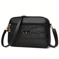 Borsa a spalla classica in pelle effetto rettile, piccola e minimalista, colore solido, stile donna di mezza età, marchio Valstrend.