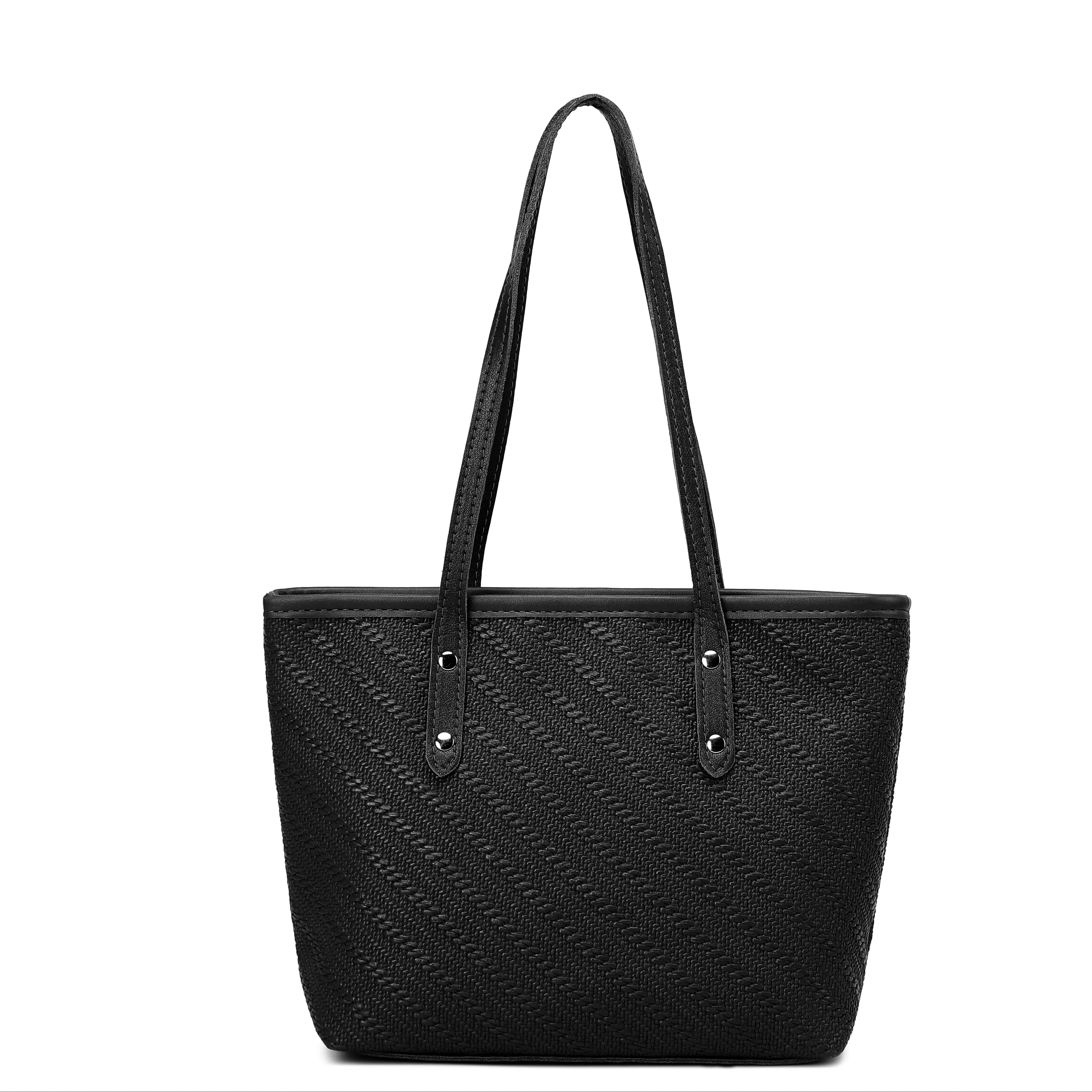 1pc Elegant Argyle Pattern Tote Bag for Women, Faux Leather Large Capacity Commuter Shoulder Bag with Fixed Straps, Zipper Closure, and Cosmetics Pouch - Versatile Travel Handbag