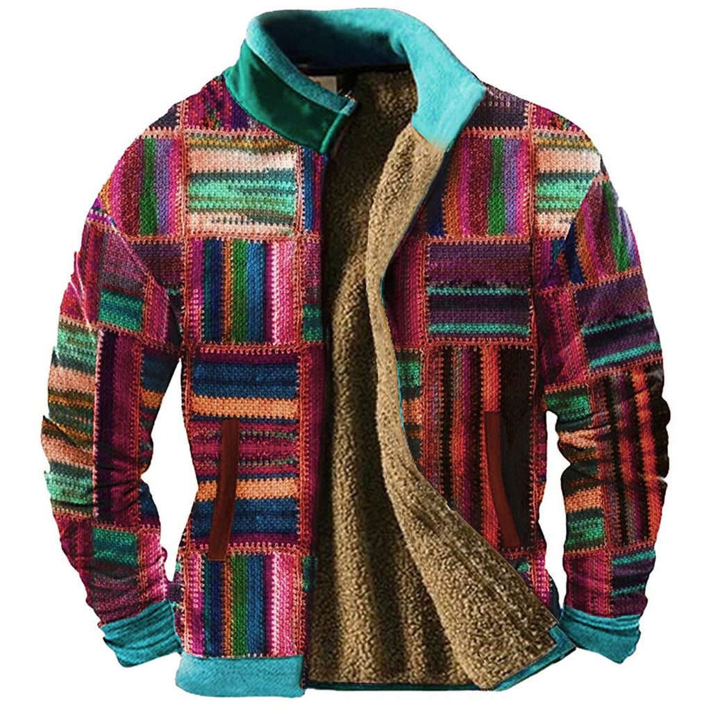 Giacca casual autunno-inverno Valstrend con patchwork a stampa 3D, stile casual e moderno, per uomo