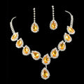 Set di gioielli da sposa con collana e orecchini in strass colorati Valstrend, dettagli eleganti per abiti da matrimonio.