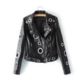 Giacca da moto in pelle a cerchio vuoto per biker, stile Valstrend con dettagli robusti e design elegante.