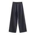 Pantaloni casual a righe Valstrend, vita alta slim fit e gamba larga, tessuto leggero e comodo, stile elegante e pratico.