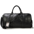 Borsa da viaggio da uomo in vera pelle nera Valstrend, elegante e spaziosa per palestra e viaggi.