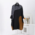 Vestito chemisier da donna Valstrend con stampa a righe irregolari e silhouette morbida, maniche lunghe e stile casual.