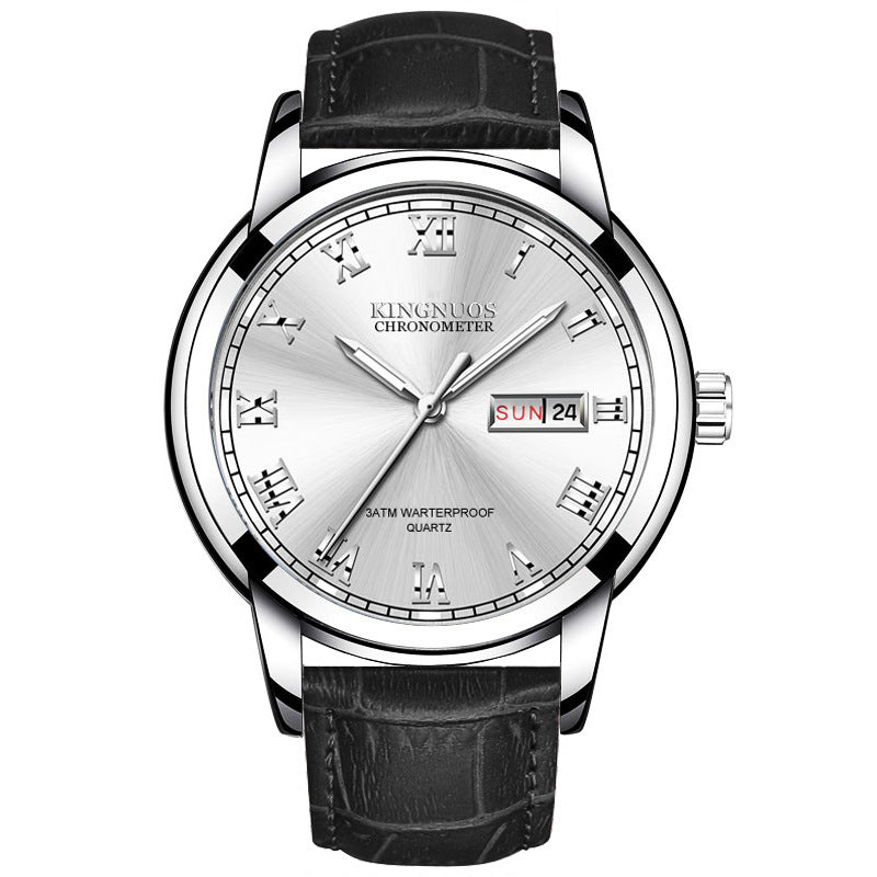 Orologio da uomo Valstrend con cinturino in acciaio e calendario doppio, stile business e design robusto non meccanico