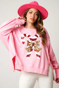 Top donna in paillettes Valstrend, maglia lunga e spessa, stile versatile e alla moda con maniche lunghe.