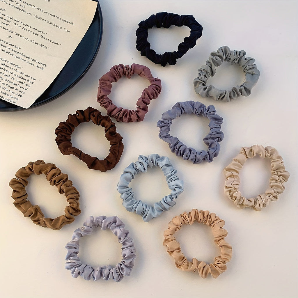 Set di 10 elastici per capelli con pieghe, accessori di stile eleganti e trendy per donne e uso quotidiano, marca Valstrend.
