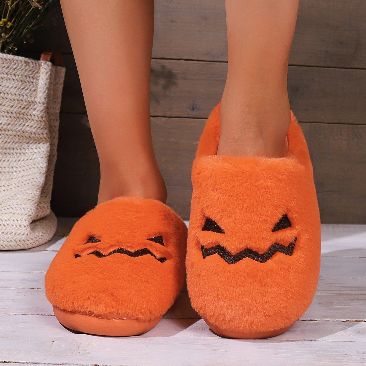 Men's And Women's Home Halloween Pumpkin Slippers