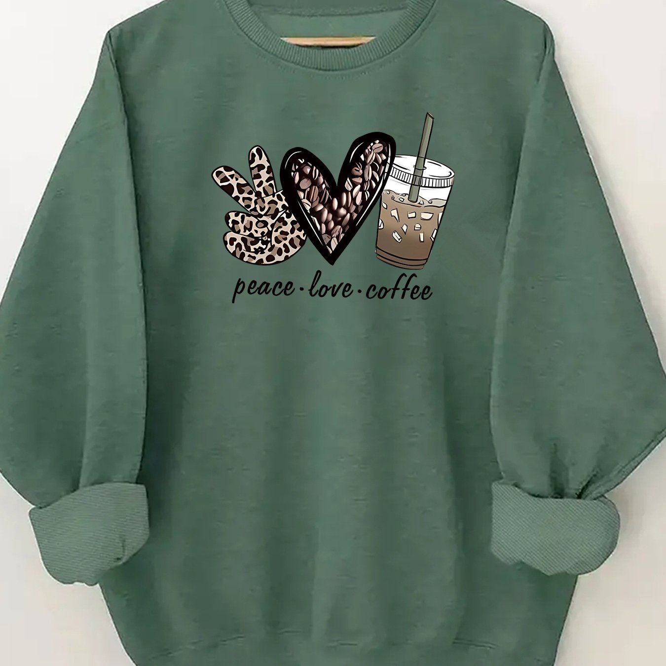 Women's Casual Crew Neck Sweatshirt with Letter Print - Soft Polyester, Machine Washable, Perfect for Spring & Fall, for Autumn, Spring
