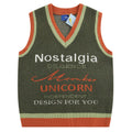 Outerwear Sleeveless Vest Street V-neck Letter Color Matching Knitted Vest
