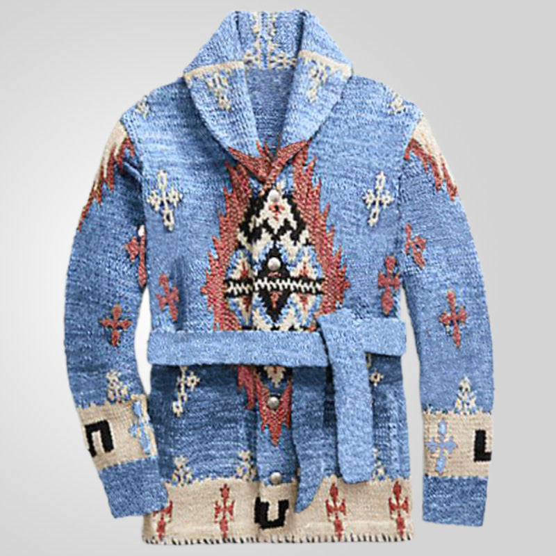 Maglione in stile retrò americano Valstrend, jacquard pesante, a metà lunghezza, spessa e con stile industriale robusto.