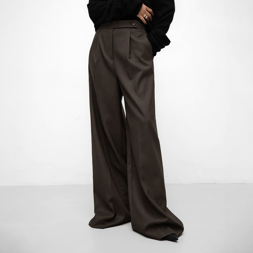 Retro Classic Solid Color Commute Loose Suit Pants