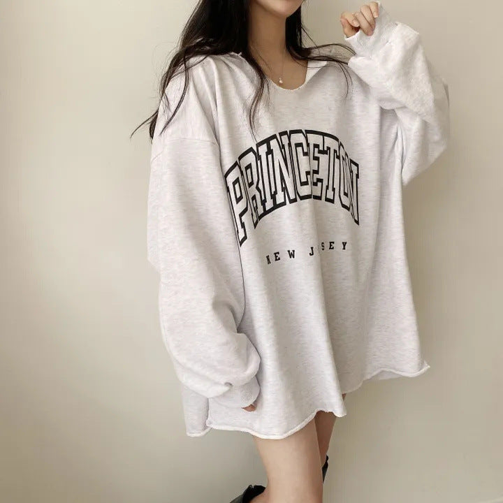 Felpa con cappuccio in stile coreano Valstrend, morbida, oversize, con lettere stampate, adatta a primavera e autunno.