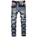 Jeans slim da uomo Valstrend con strappi, stile rétro e alta strada, visibili dettagli di rotture e vestibilità aderente