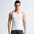 Gilet da uomo in cotone Valstrend shop, dettaglio del tessuto bianco e stile casual, visibile davanti.