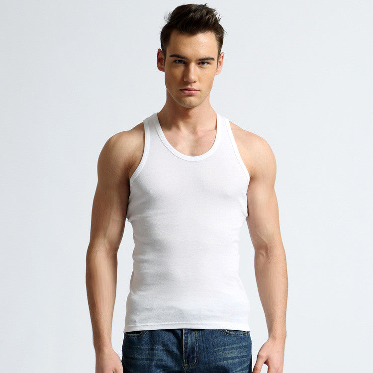 Gilet da uomo in cotone Valstrend shop, dettaglio del tessuto bianco e stile casual, visibile davanti.