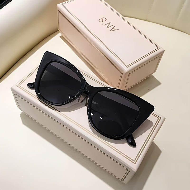 1pc MS Fashion Cat Eye Glasses for Women, Anti-Reflective Resin Lenses, Durable PC Frame, Trendy Outdoor Travel Eyewear with Plastic Hinges