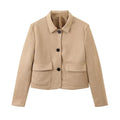 Giacca elegante retrò con colletto a punta, modello all-match, marca Valstrend, stile fashion e di tendenza.