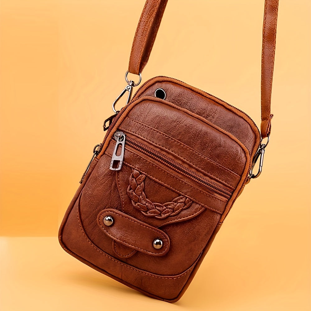 Borsa tracolla donna Valstrend in pelle sintetica colorata, con zip, tracolla regolabile e design compatto per uso quotidiano