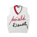 Gilet senza maniche con scollo a V in maglia, colore a contrasto e lettere ricamate, stile uomo di Valstrend shop