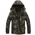 Giacca camouflage spessa con fodera in pile rimovibile, shell resistente al vento, marca Valstrend Shop, vista frontale.