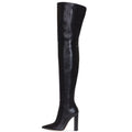 Pointed Snakeskin High Over The Knee Boots Plus Size