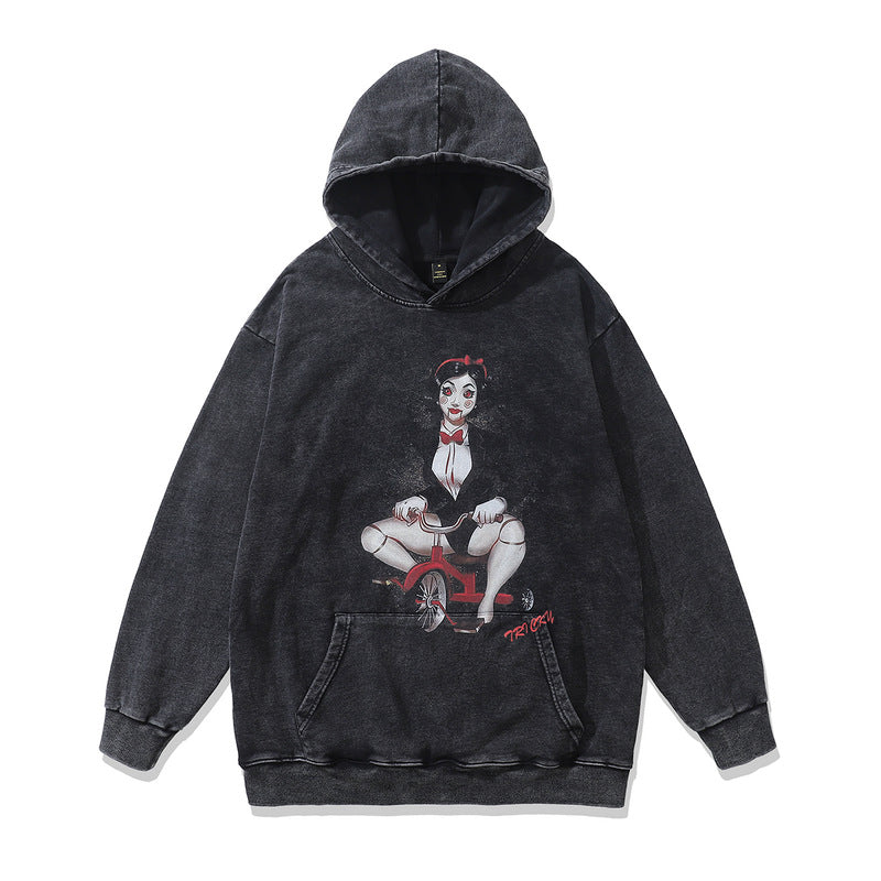 Felpa oversize con cappuccio e stile hip hop retrò, tessuto terry, marca Valstrend, vestibilità casual e comoda.