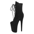 20cm Round Head Long Tube Suede Black Short Boots