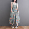 Pantaloni larghi in denim stampa stile coreano plus size Valstrend con bretelle, modello Fat Sister, vestibilità comoda e trendy