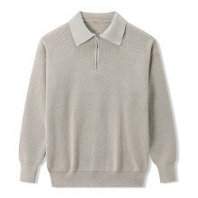 Maglione uomo a maniche lunghe con colletto polo Valstrend, tessuto morbido e stile classico, in colori neutri.