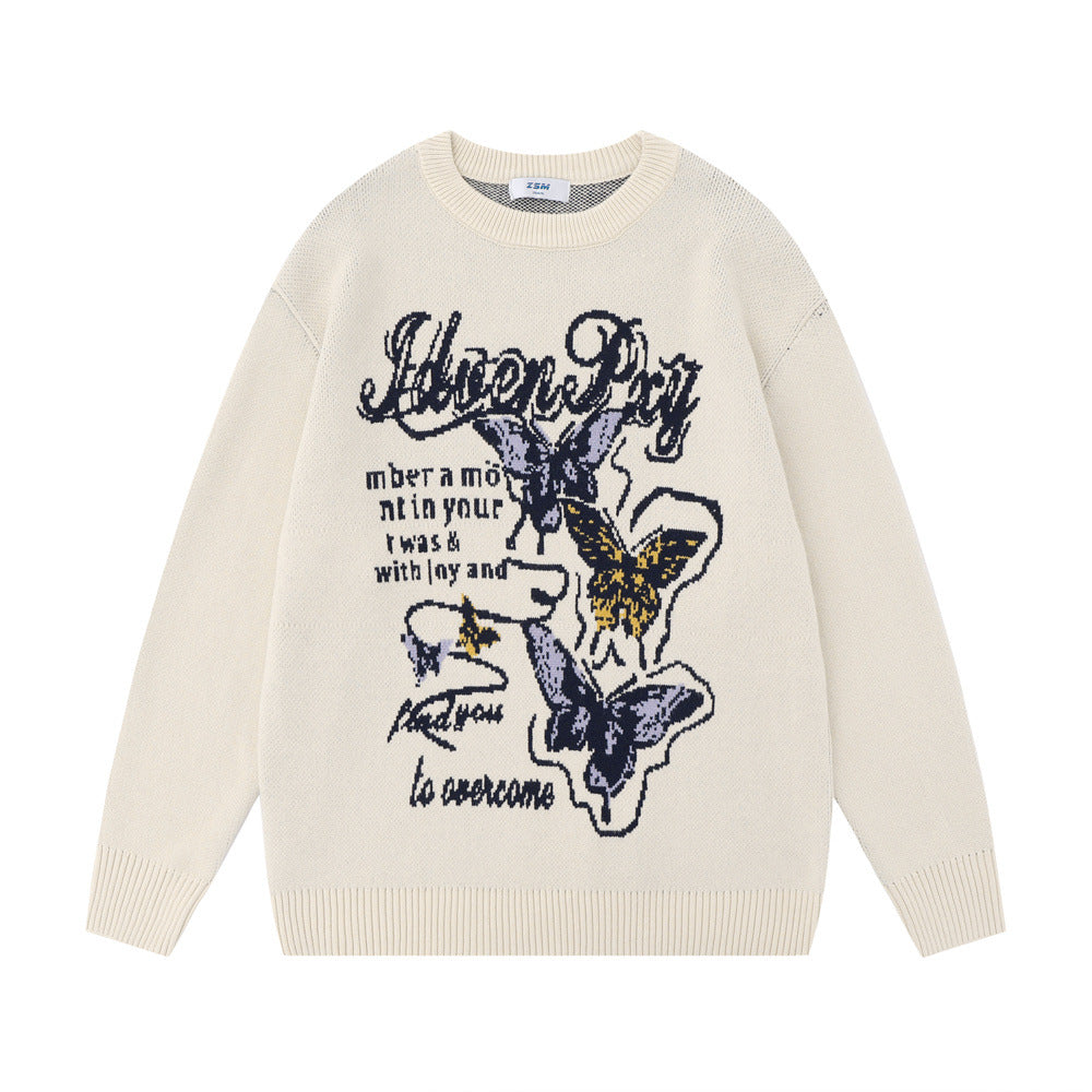 Maglione girocollo con graffiti farfalla Valstrend, stile europeo e americano, morbido e alla moda per uomo.