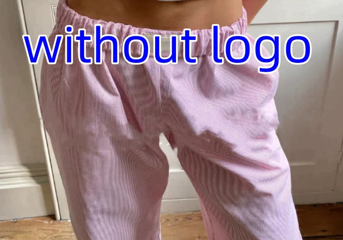 Pantaloni donna Valstrend Y2K a righe, vita alta elasticizzata, gamba larga, pantaloni estivi stile moda anni 2000