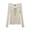 Cardigan autunnale retrò americano Valstrend con allacciatura, lace-up, stile casual e hot girl, maglione femminile elegante.