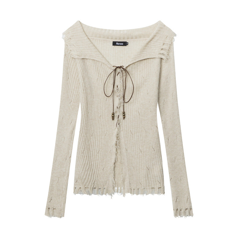 Cardigan autunnale retrò americano Valstrend con allacciatura, lace-up, stile casual e hot girl, maglione femminile elegante.