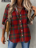 Camicia donna casual con colletto polo, fantasia a quadri e fiori, maniche medie, stile semplice e elegante, marca Valstrend.