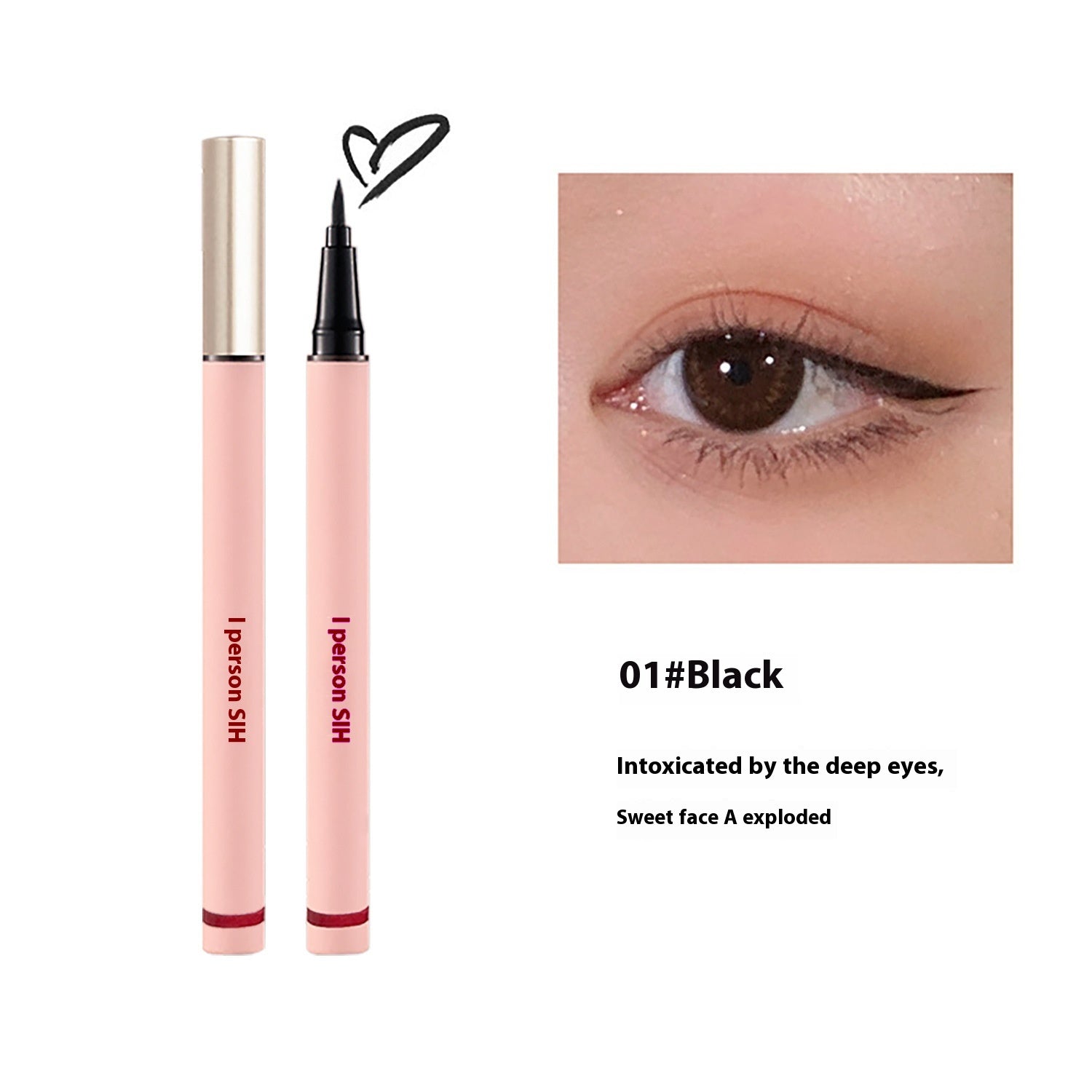 Eyeliner liquido Valstrend, trucco naturale e liscio senza sbavature, applicato sugli occhi in primo piano.