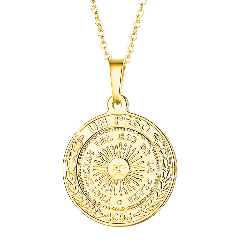 Collana retrò rotonda in rame, stile europeo e americano, donna, marca Valstrend, accessorio di moda elegante.