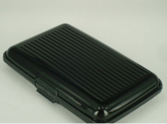 Portacarte in alluminio Valstrend per carte di credito e biglietti da visita, design compatto e resistente, con chiusura sicura.