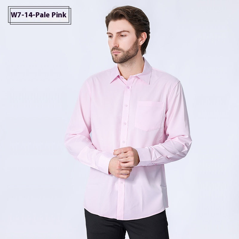 Camicia uomo Valstrend minimalista da lavoro, a manica lunga, elasticizzata, senza stiratura, stile professionale e moderno.