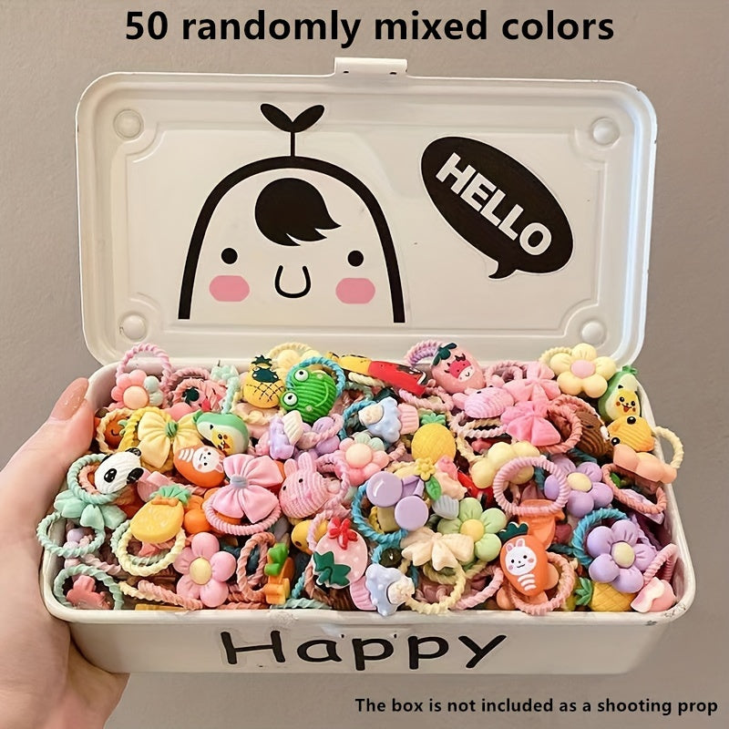 20pcs/30pcs/50pcs Girls Hair Ring Hair Tying Rope Without Damaging Hair Thumb Ring Cute Hair Accessories Cartoon Elastic Small Hair Ring Rubber Band