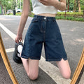 Shorts donna Valstrend stile estivo coreano, vita alta, con spacchi, in denim plus size, perfetti per l'estate.
